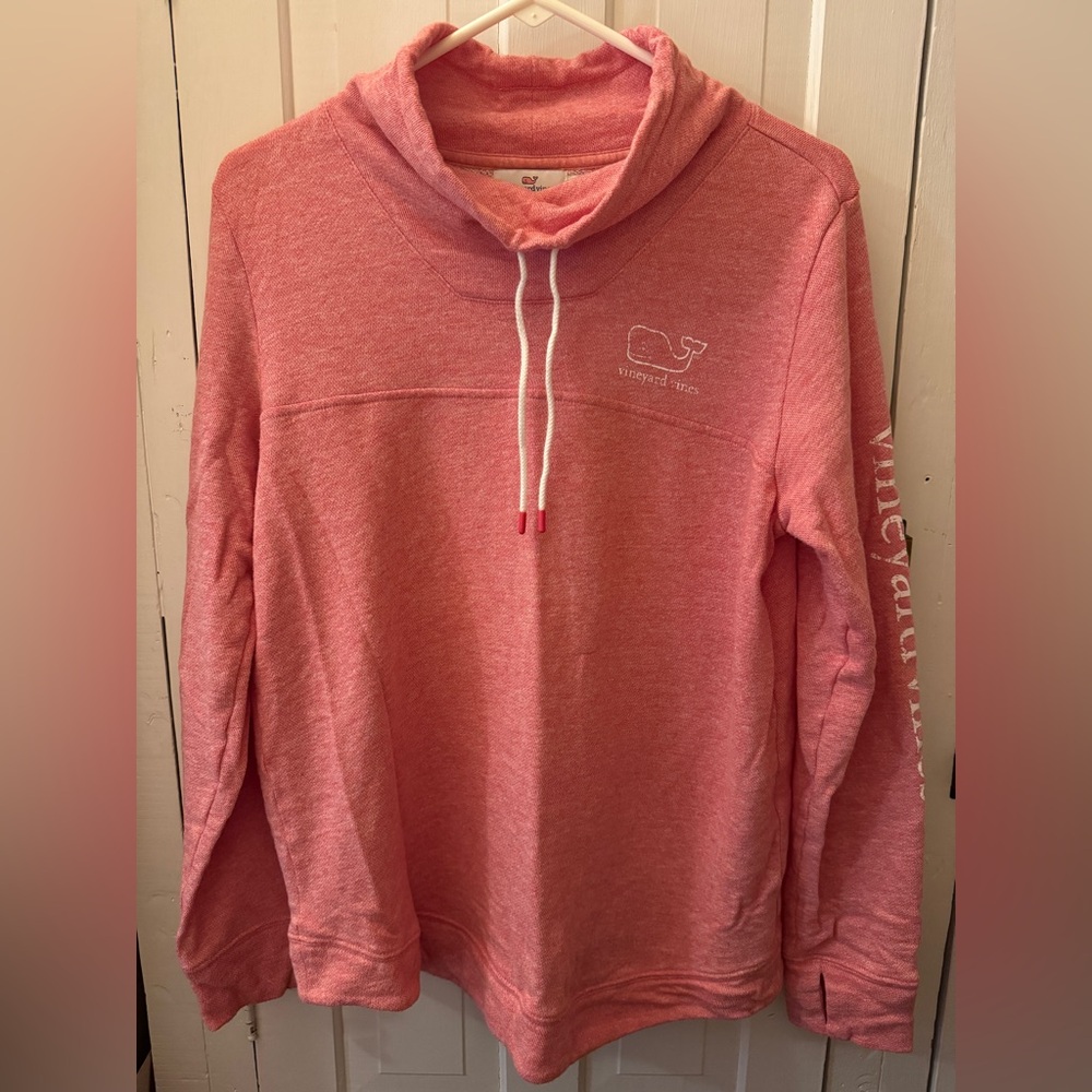 Vineyard Vines Pink White Whale Preppy Semi-sheer Hoodie Sweatshirt Sweater S
